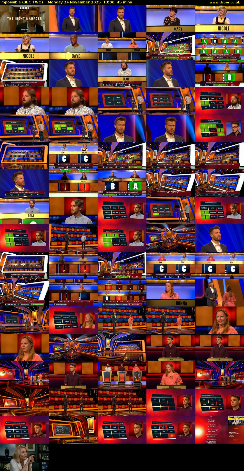 Impossible (BBC TWO) Monday 24 November 2025 13:00 - 13:45