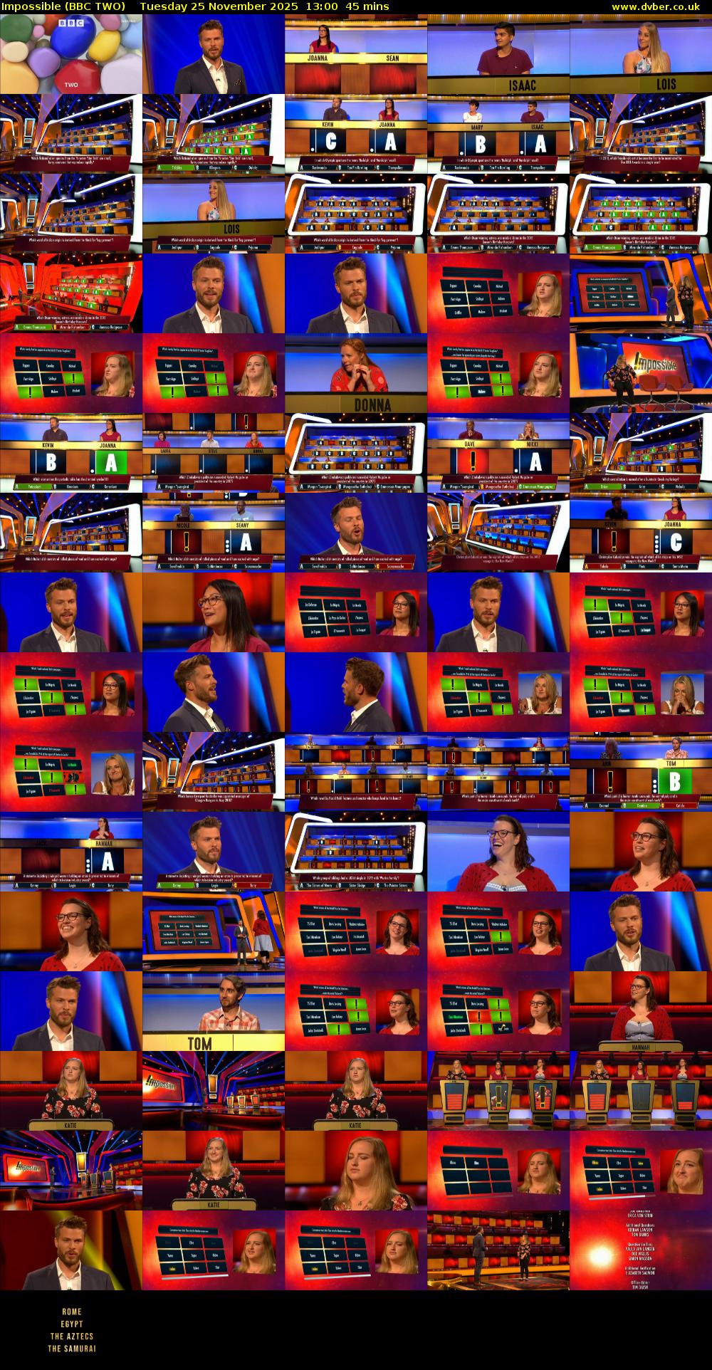 Impossible (BBC TWO) Tuesday 25 November 2025 13:00 - 13:45