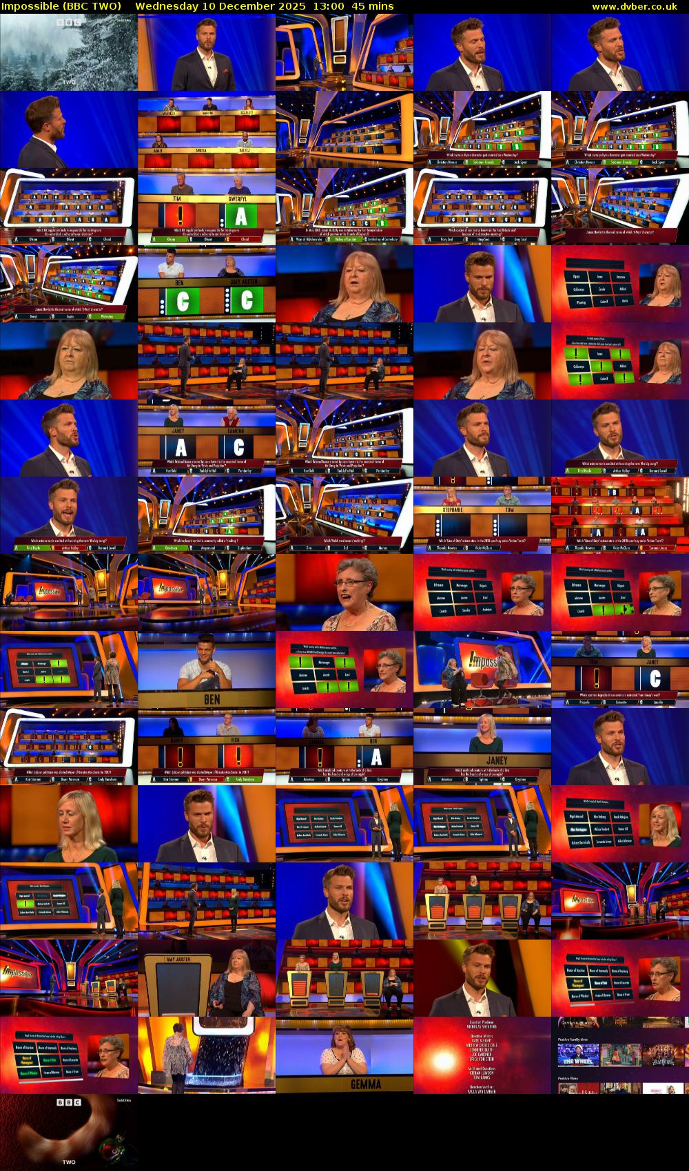 Impossible (BBC TWO) Wednesday 10 December 2025 13:00 - 13:45