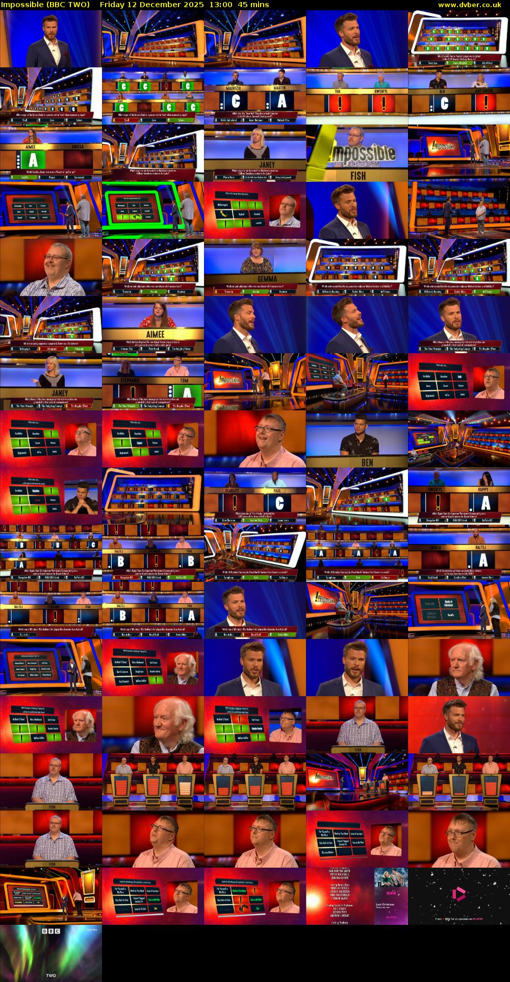 Impossible (BBC TWO) Friday 12 December 2025 13:00 - 13:45