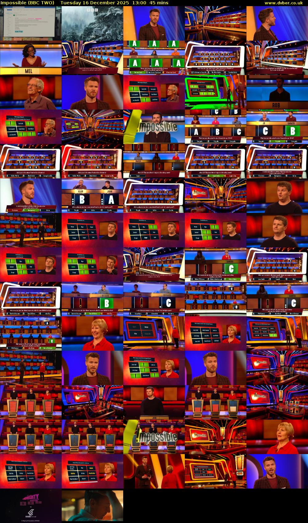 Impossible (BBC TWO) Tuesday 16 December 2025 13:00 - 13:45