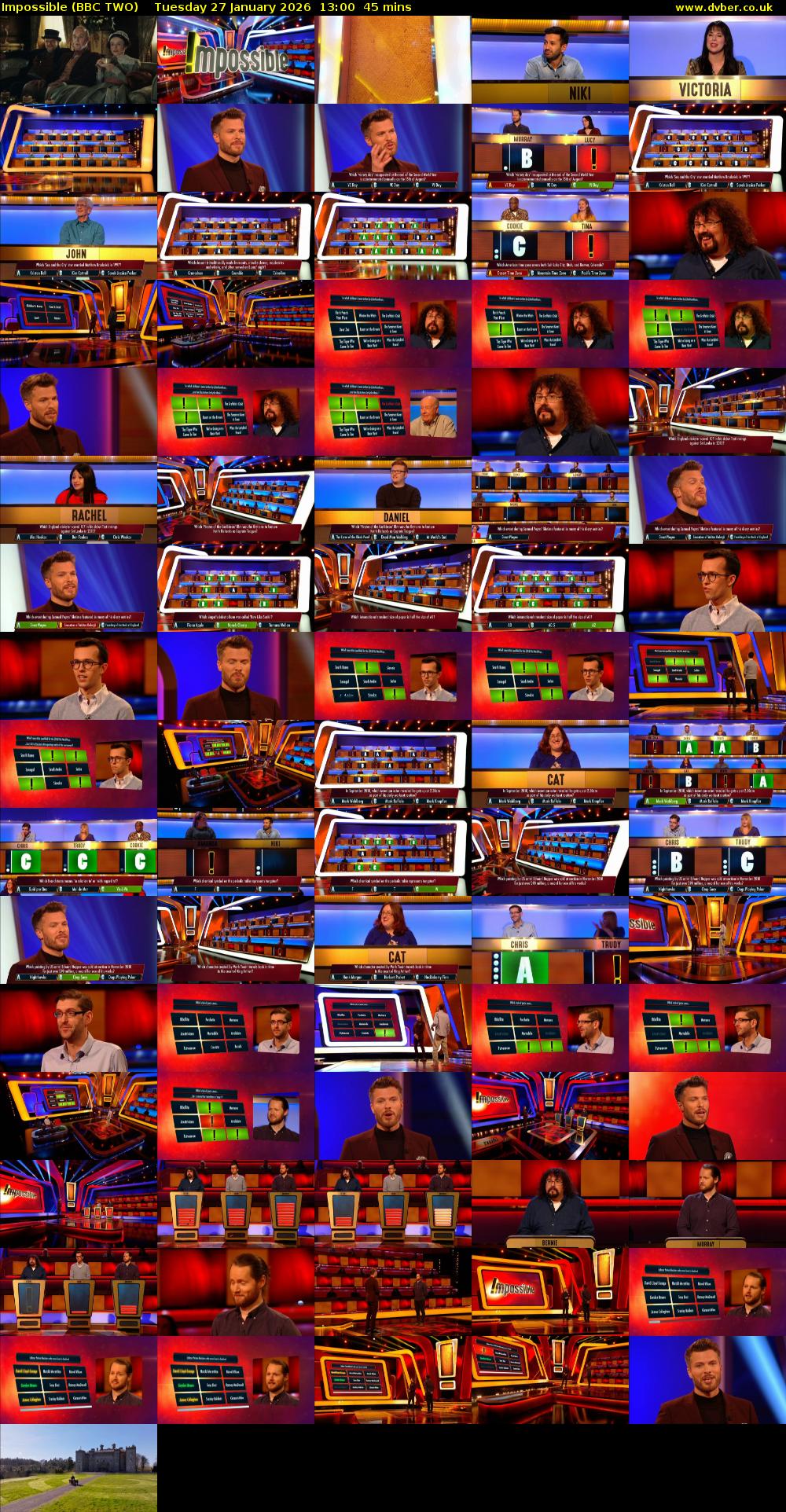 Impossible (BBC TWO) Tuesday 27 January 2026 13:00 - 13:45