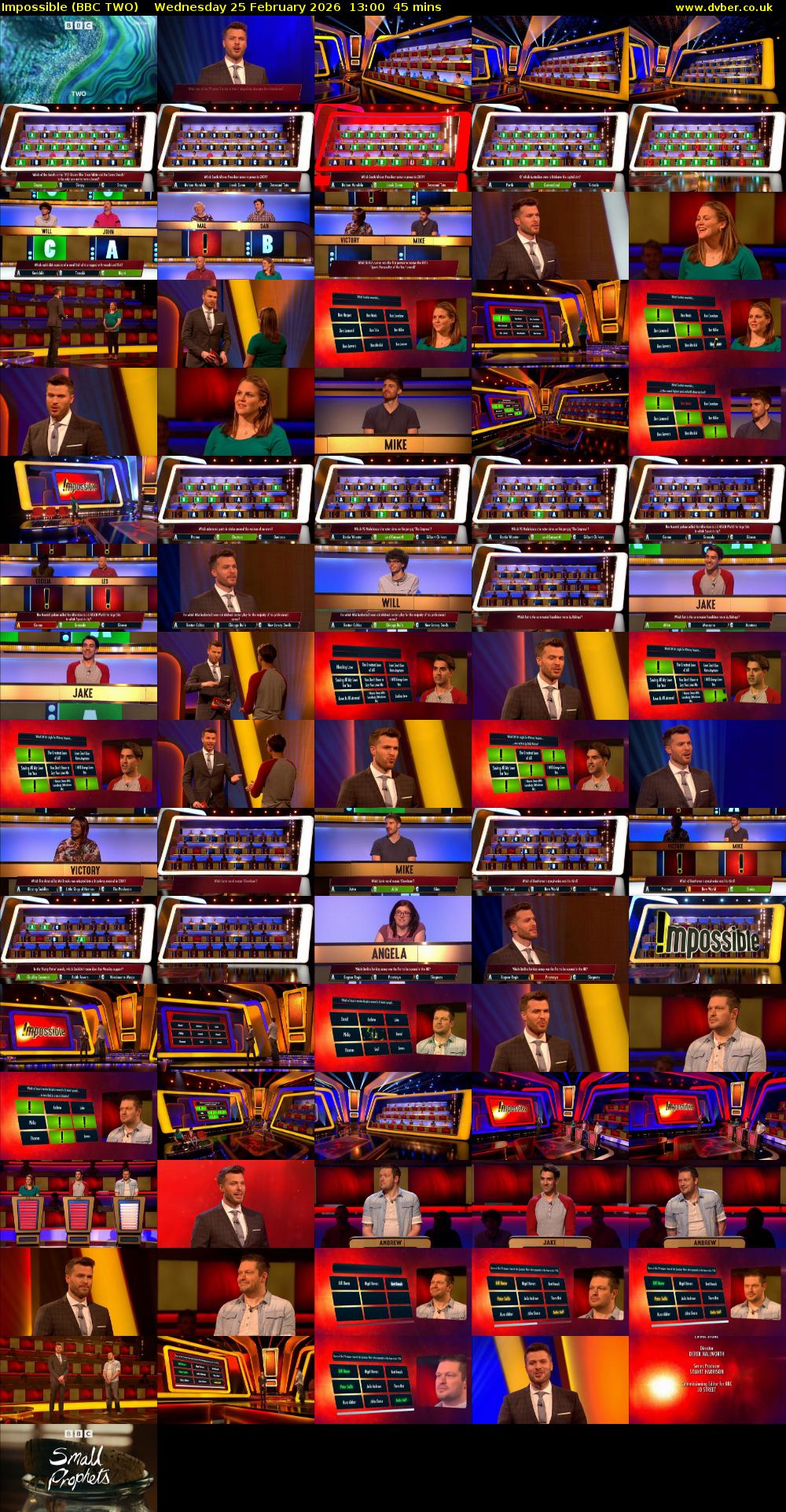 Impossible (BBC TWO) Wednesday 25 February 2026 13:00 - 13:45