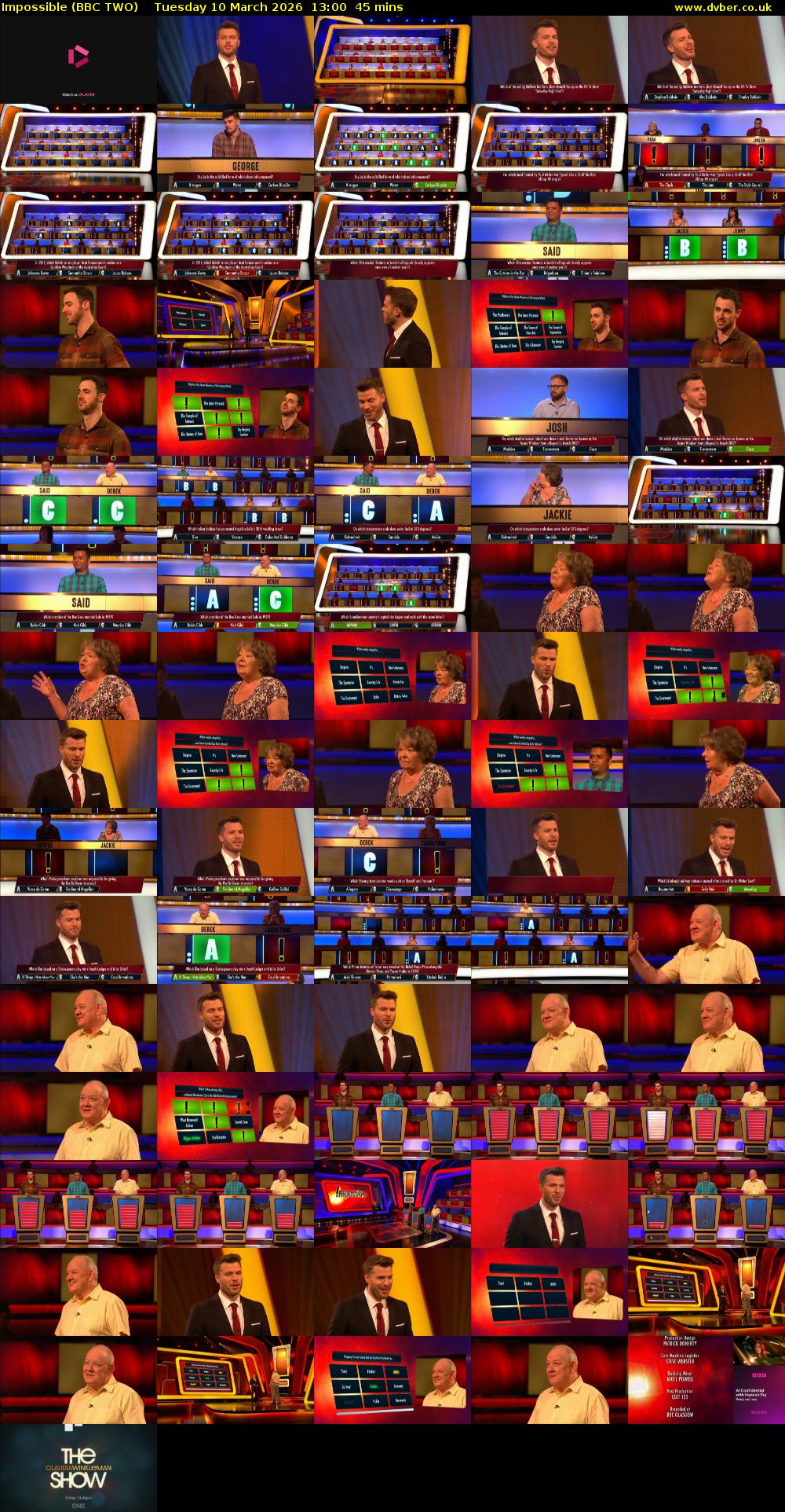 Impossible (BBC TWO) Tuesday 10 March 2026 13:00 - 13:45