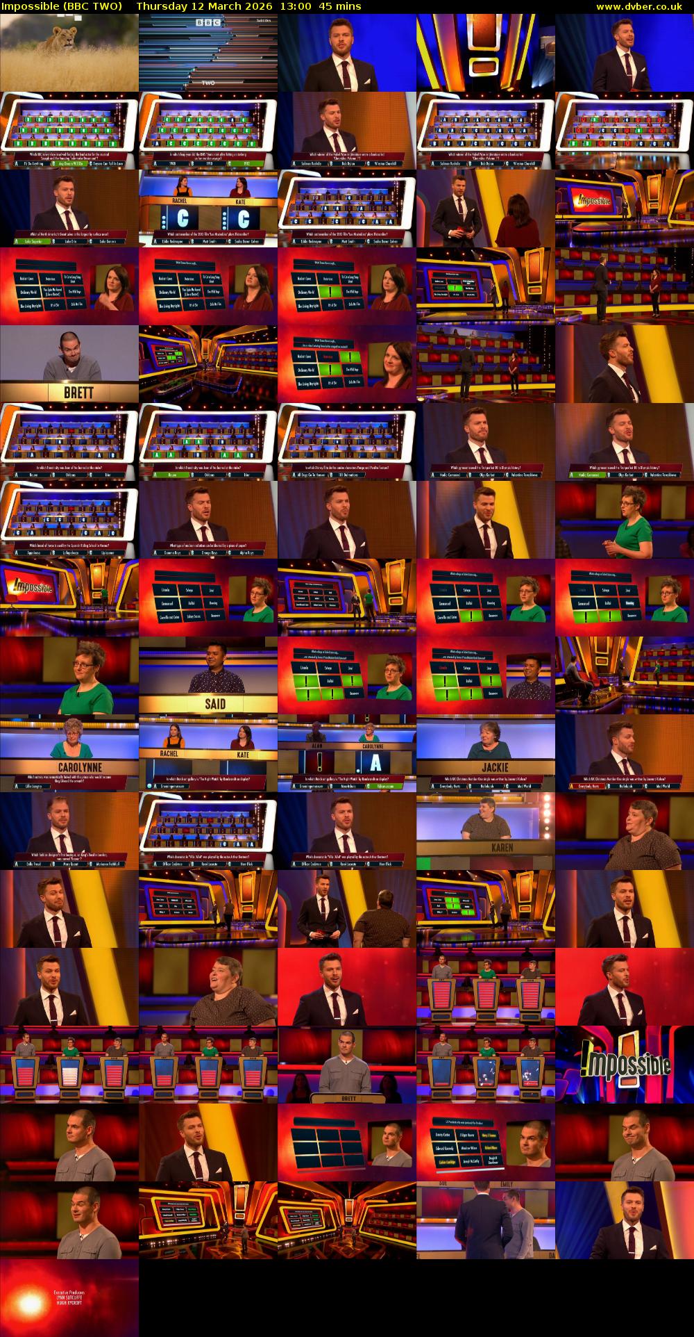 Impossible (BBC TWO) Thursday 12 March 2026 13:00 - 13:45