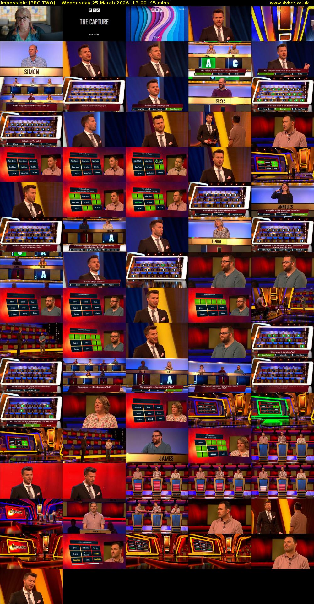 Impossible (BBC TWO) Wednesday 25 March 2026 13:00 - 13:45