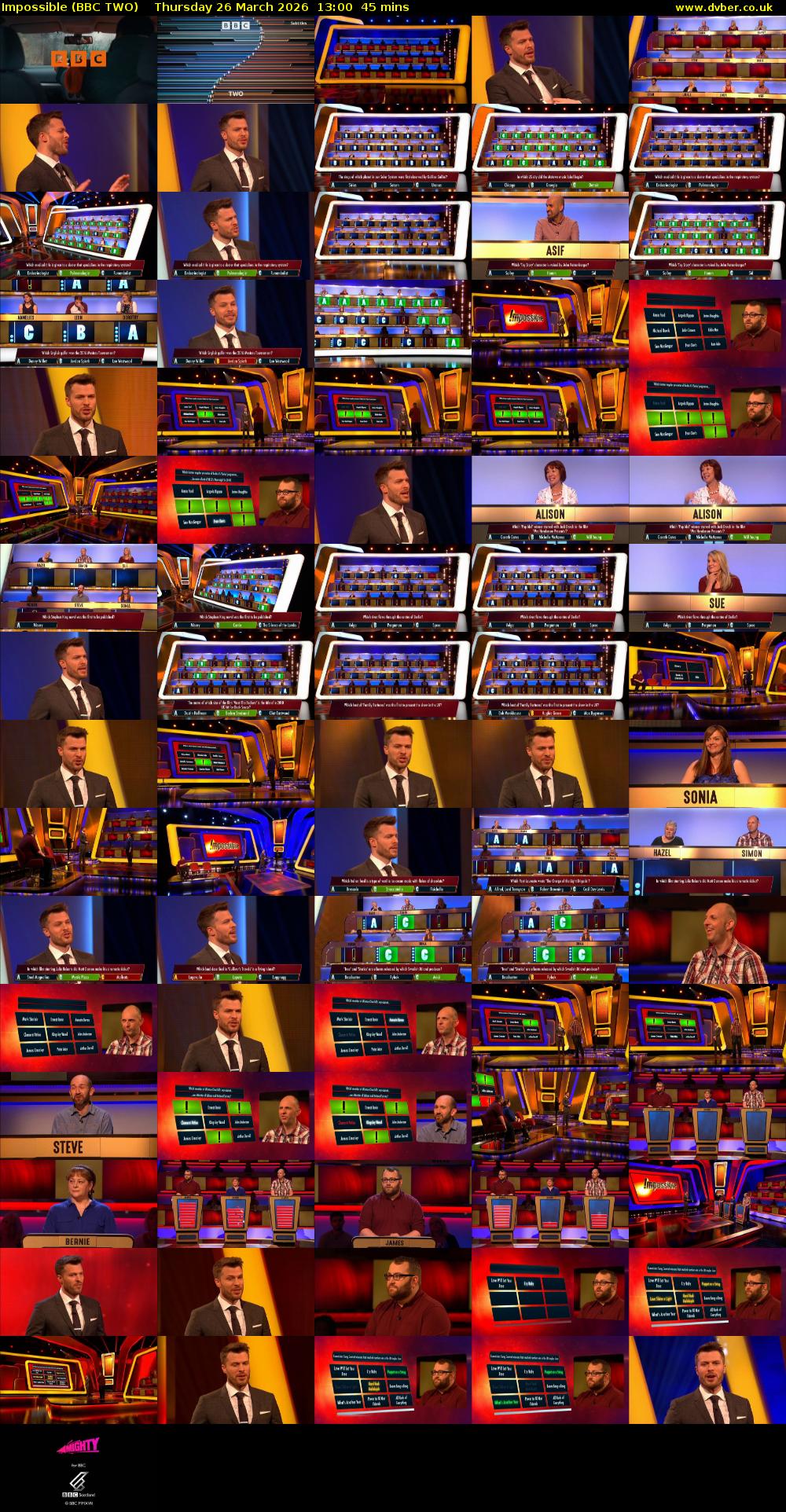 Impossible (BBC TWO) Thursday 26 March 2026 13:00 - 13:45