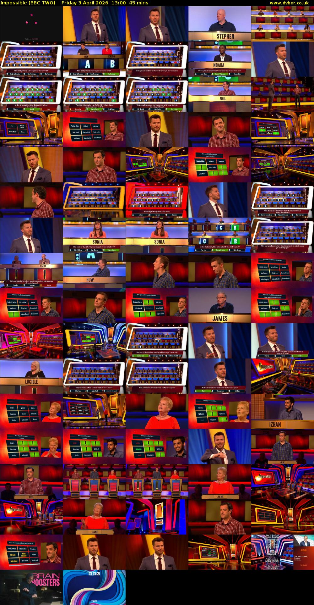 Impossible (BBC TWO) Friday 3 April 2026 13:00 - 13:45