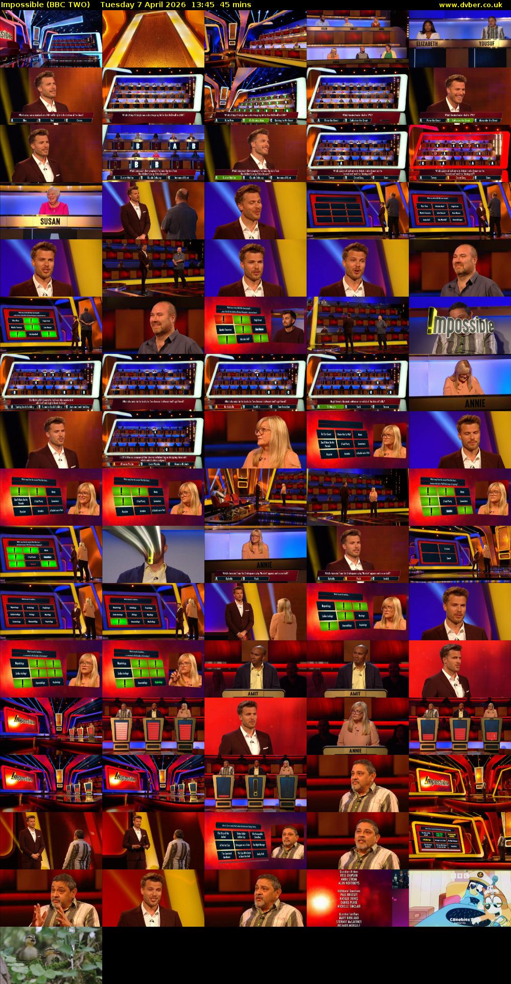 Impossible (BBC TWO) Tuesday 7 April 2026 13:45 - 14:30