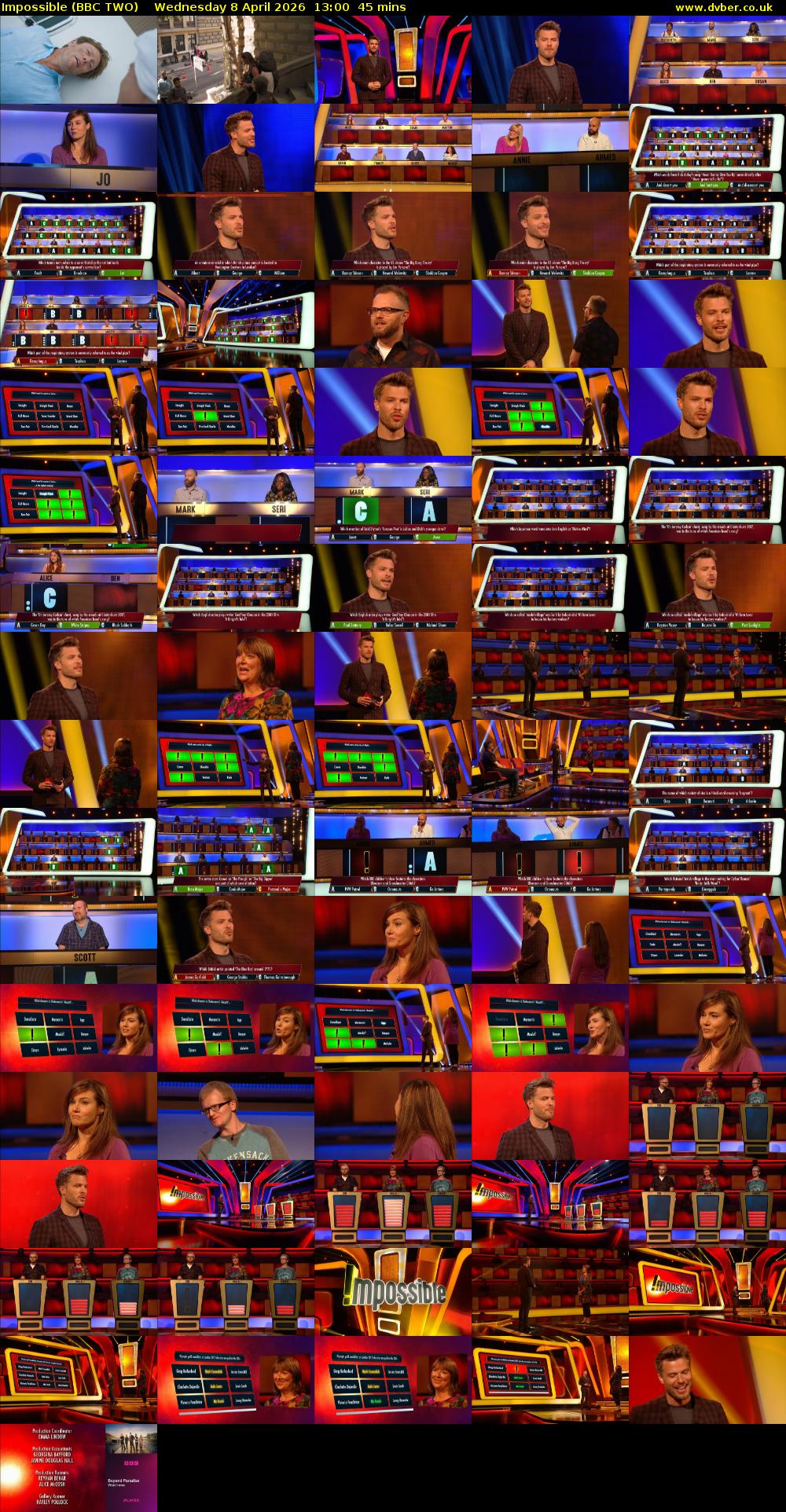 Impossible (BBC TWO) Wednesday 8 April 2026 13:00 - 13:45