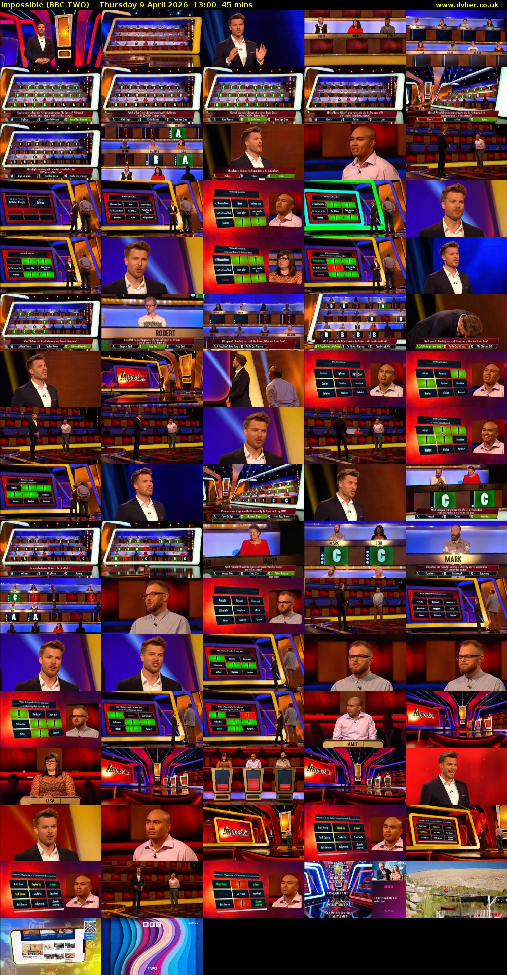 Impossible (BBC TWO) Thursday 9 April 2026 13:00 - 13:45
