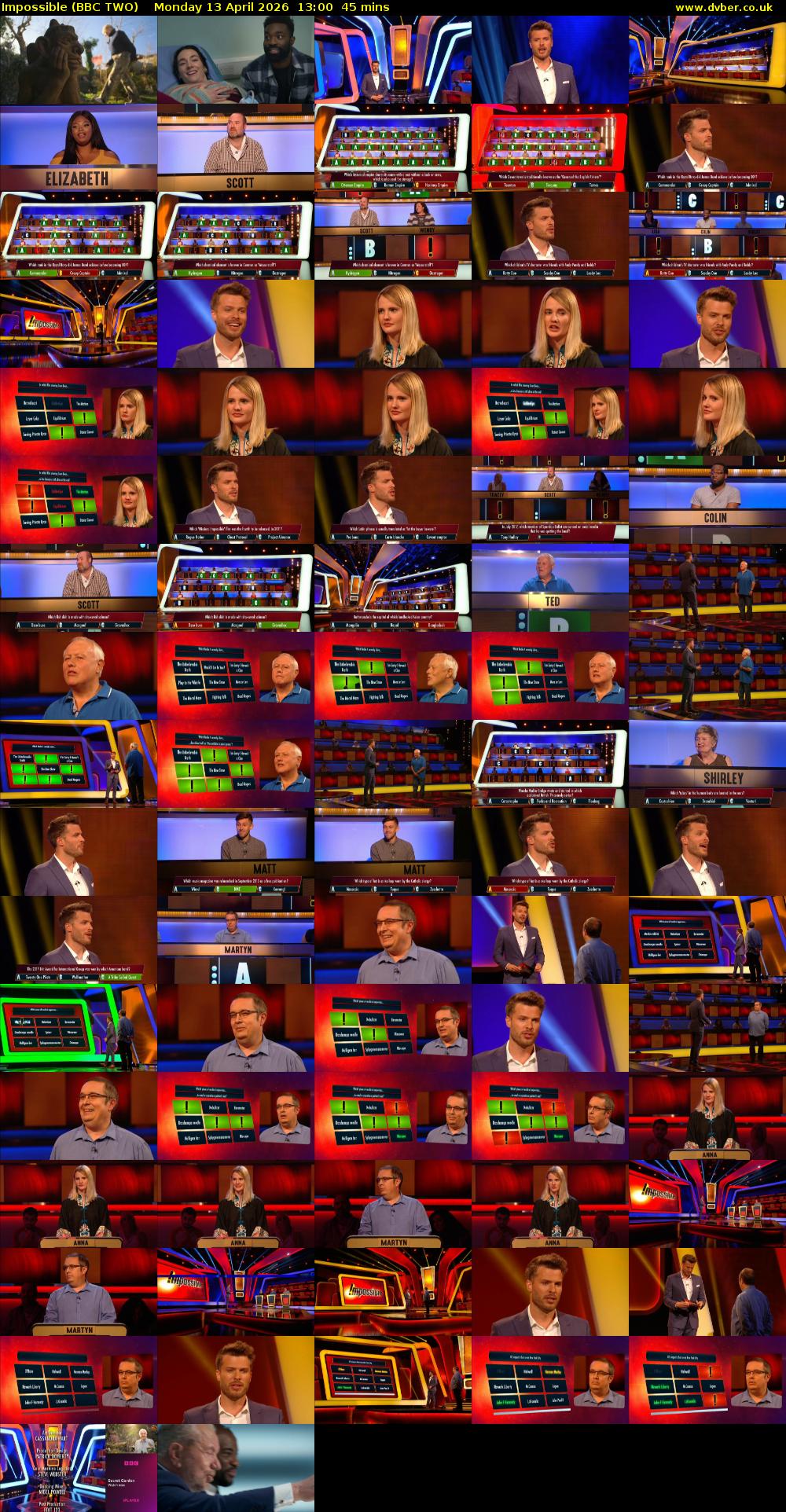 Impossible (BBC TWO) Monday 13 April 2026 13:00 - 13:45