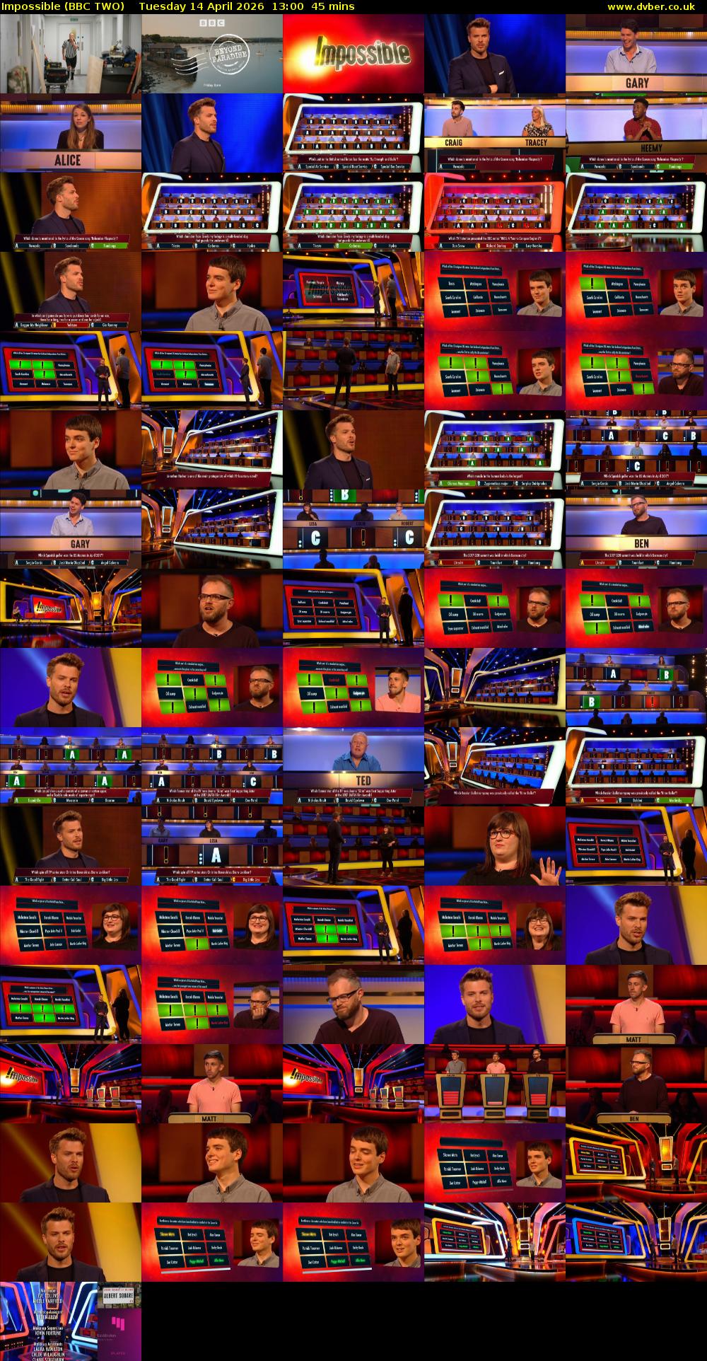 Impossible (BBC TWO) Tuesday 14 April 2026 13:00 - 13:45