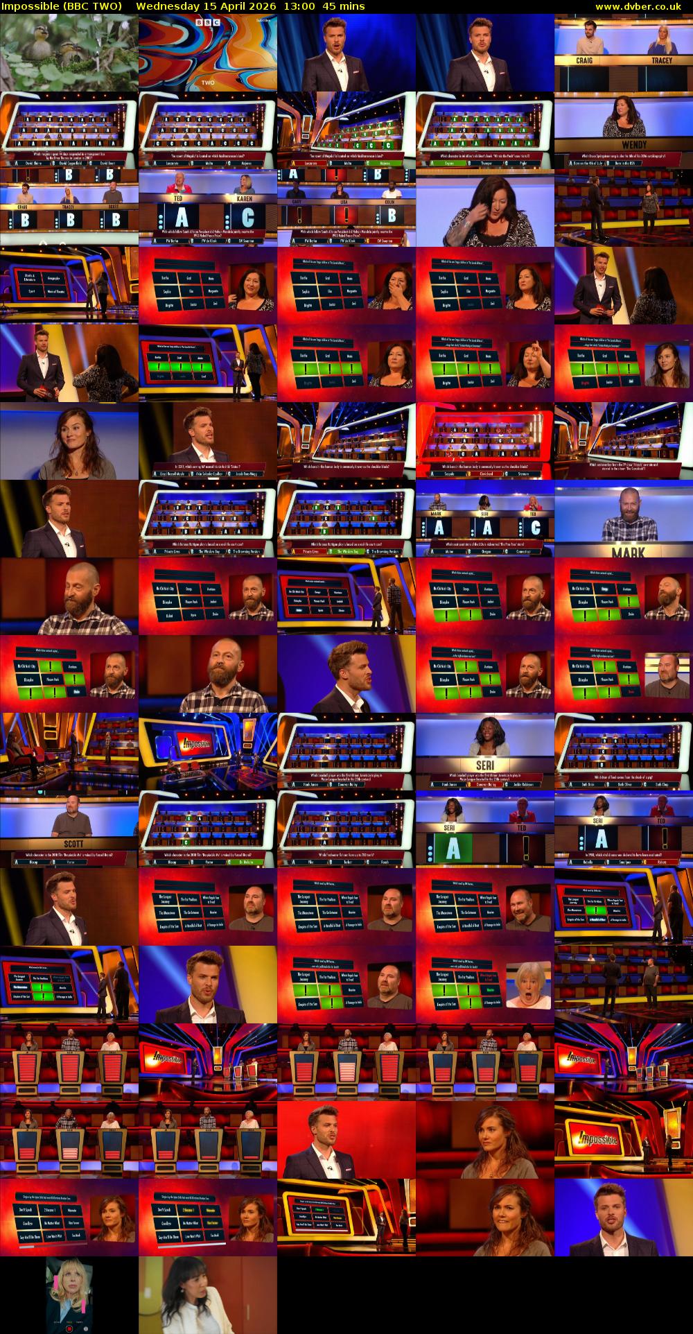 Impossible (BBC TWO) Wednesday 15 April 2026 13:00 - 13:45