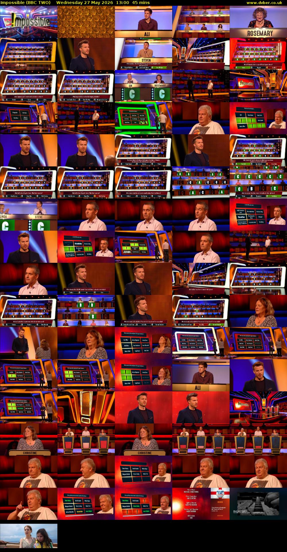 Impossible (BBC TWO) Wednesday 27 May 2026 13:00 - 13:45