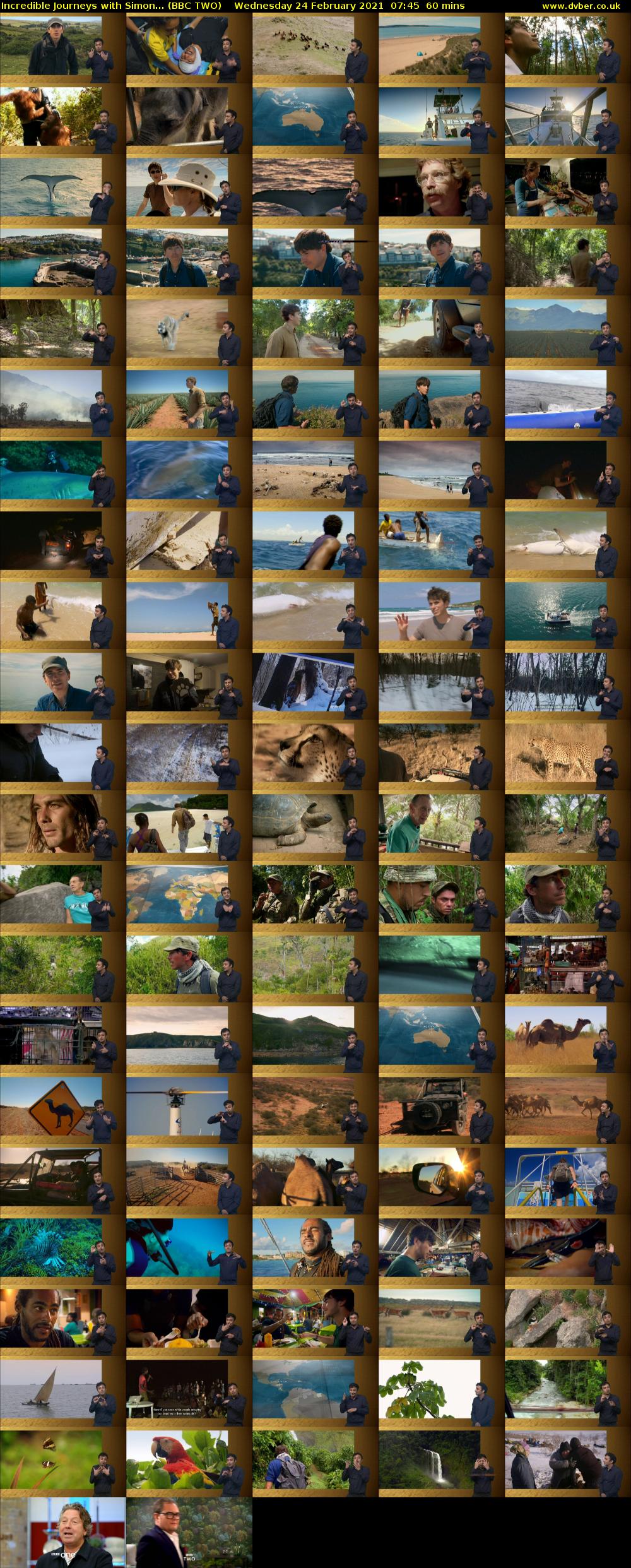 Incredible Journeys with Simon... (BBC TWO) Wednesday 24 February 2021 07:45 - 08:45