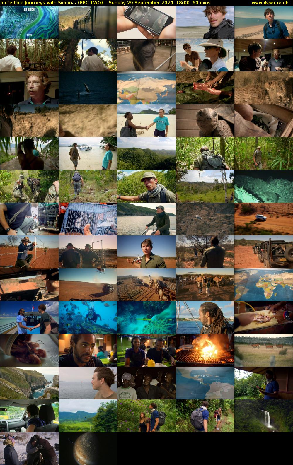 Incredible Journeys with Simon... (BBC TWO) Sunday 29 September 2024 18:00 - 19:00