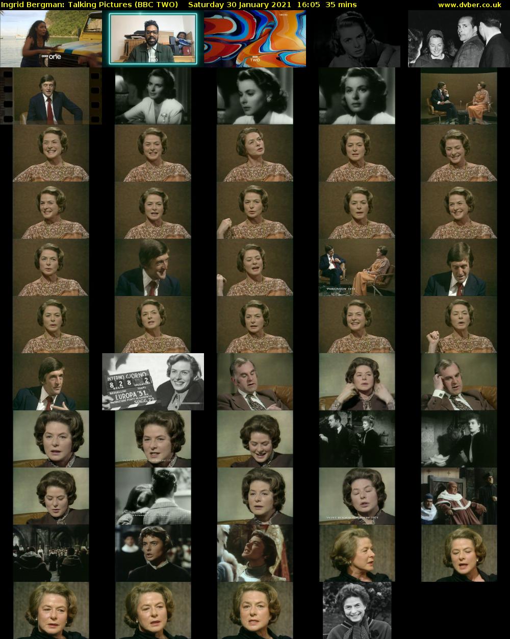 Ingrid Bergman: Talking Pictures (BBC TWO) Saturday 30 January 2021 16:05 - 16:40