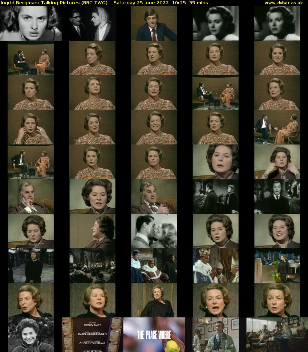 Ingrid Bergman: Talking Pictures (BBC TWO) Saturday 25 June 2022 10:25 - 11:00