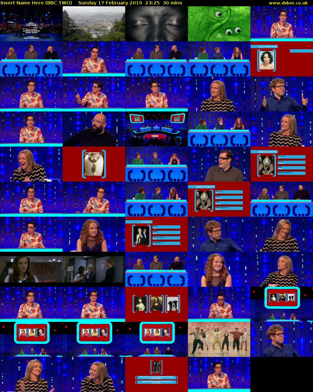 Insert Name Here (BBC TWO) Sunday 17 February 2019 23:25 - 23:55