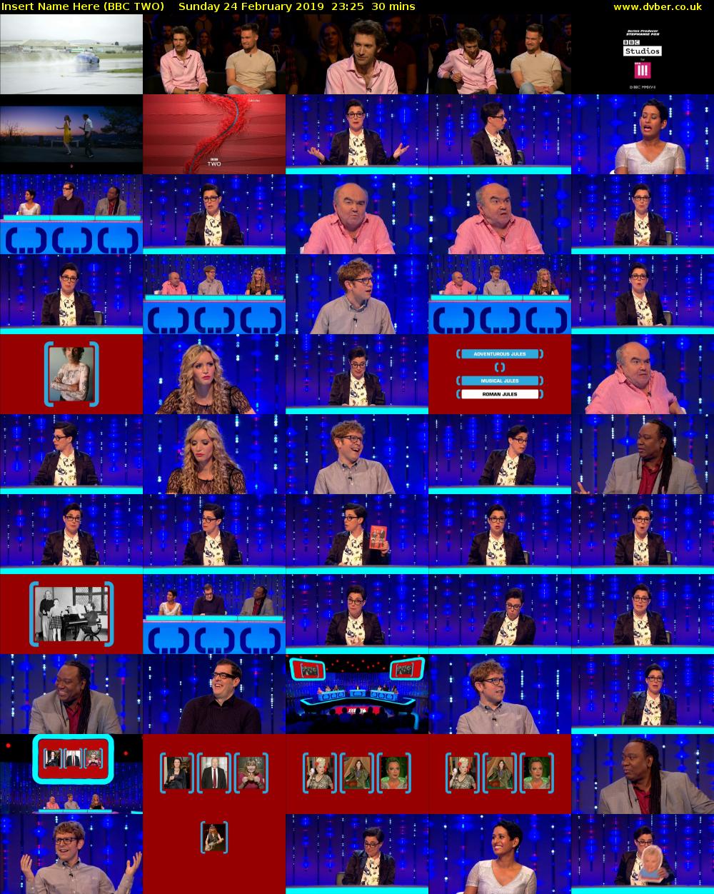 Insert Name Here (BBC TWO) Sunday 24 February 2019 23:25 - 23:55