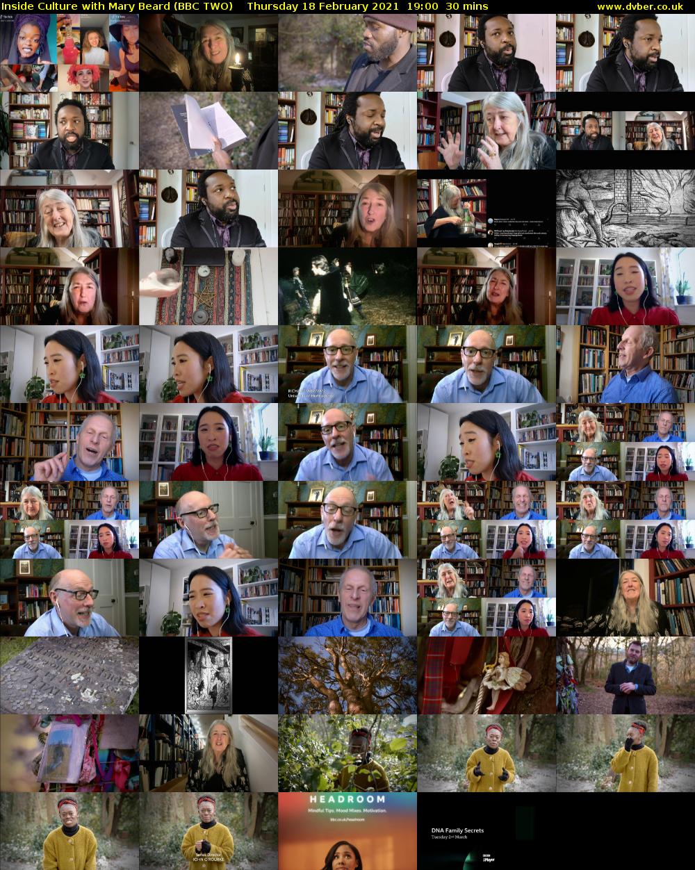 Inside Culture with Mary Beard (BBC TWO) Thursday 18 February 2021 19:00 - 19:30
