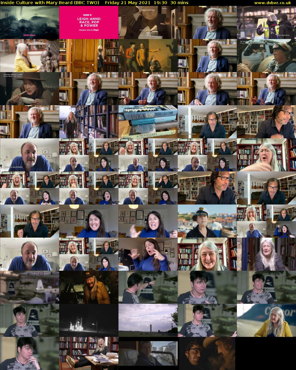 Inside Culture with Mary Beard (BBC TWO) Friday 21 May 2021 19:30 - 20:00