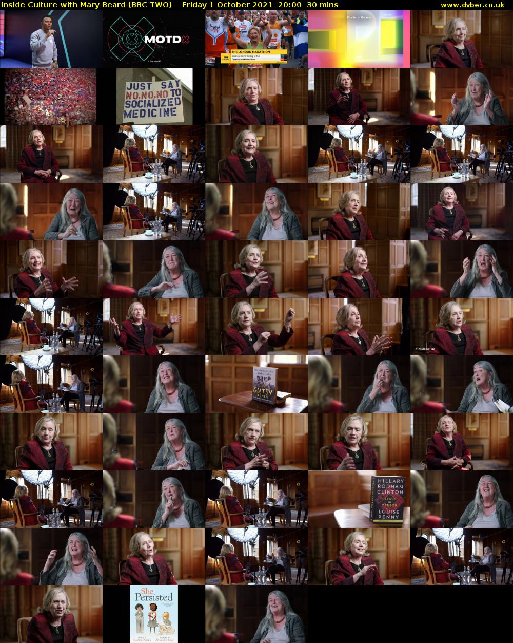 Inside Culture with Mary Beard (BBC TWO) Friday 1 October 2021 20:00 - 20:30