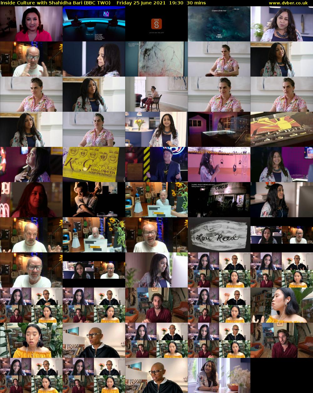 Inside Culture with Shahidha Bari (BBC TWO) Friday 25 June 2021 19:30 - 20:00