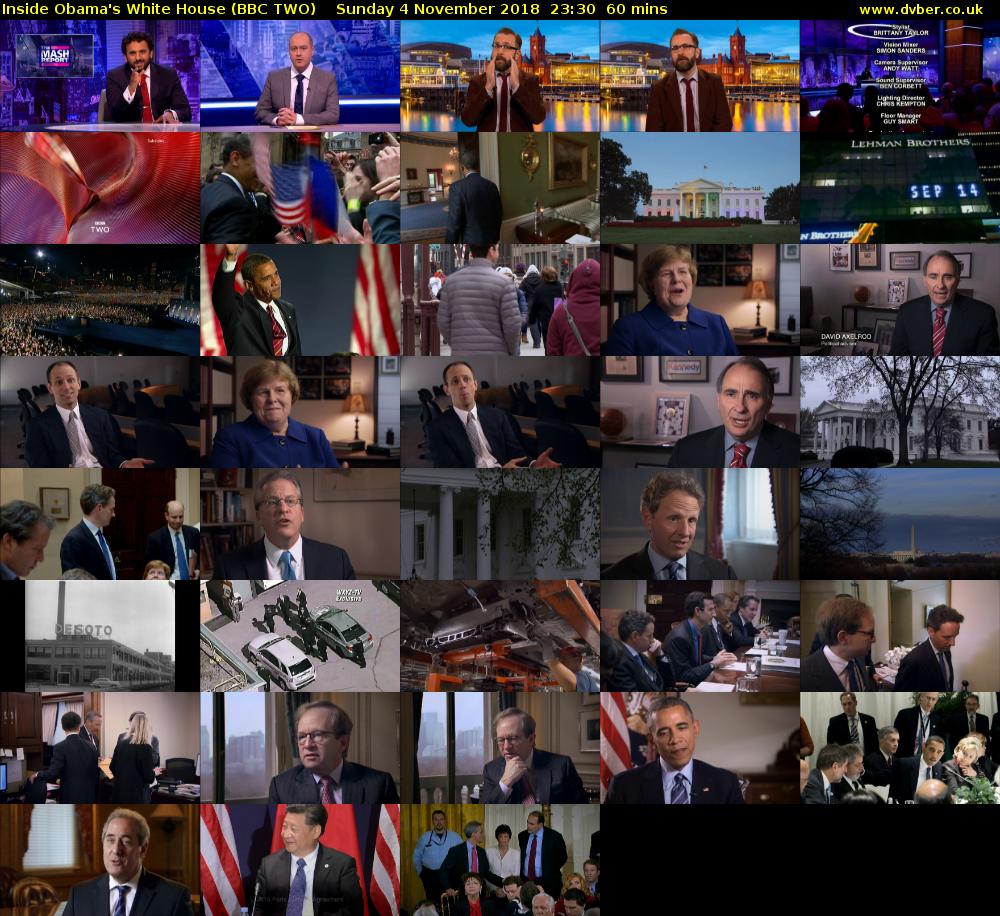 Inside Obama's White House (BBC TWO) Sunday 4 November 2018 23:30 - 00:30