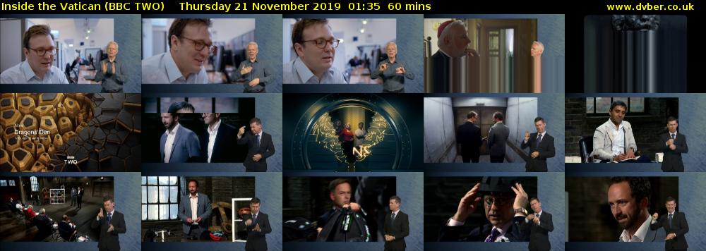 Inside the Vatican (BBC TWO) Thursday 21 November 2019 01:35 - 02:35