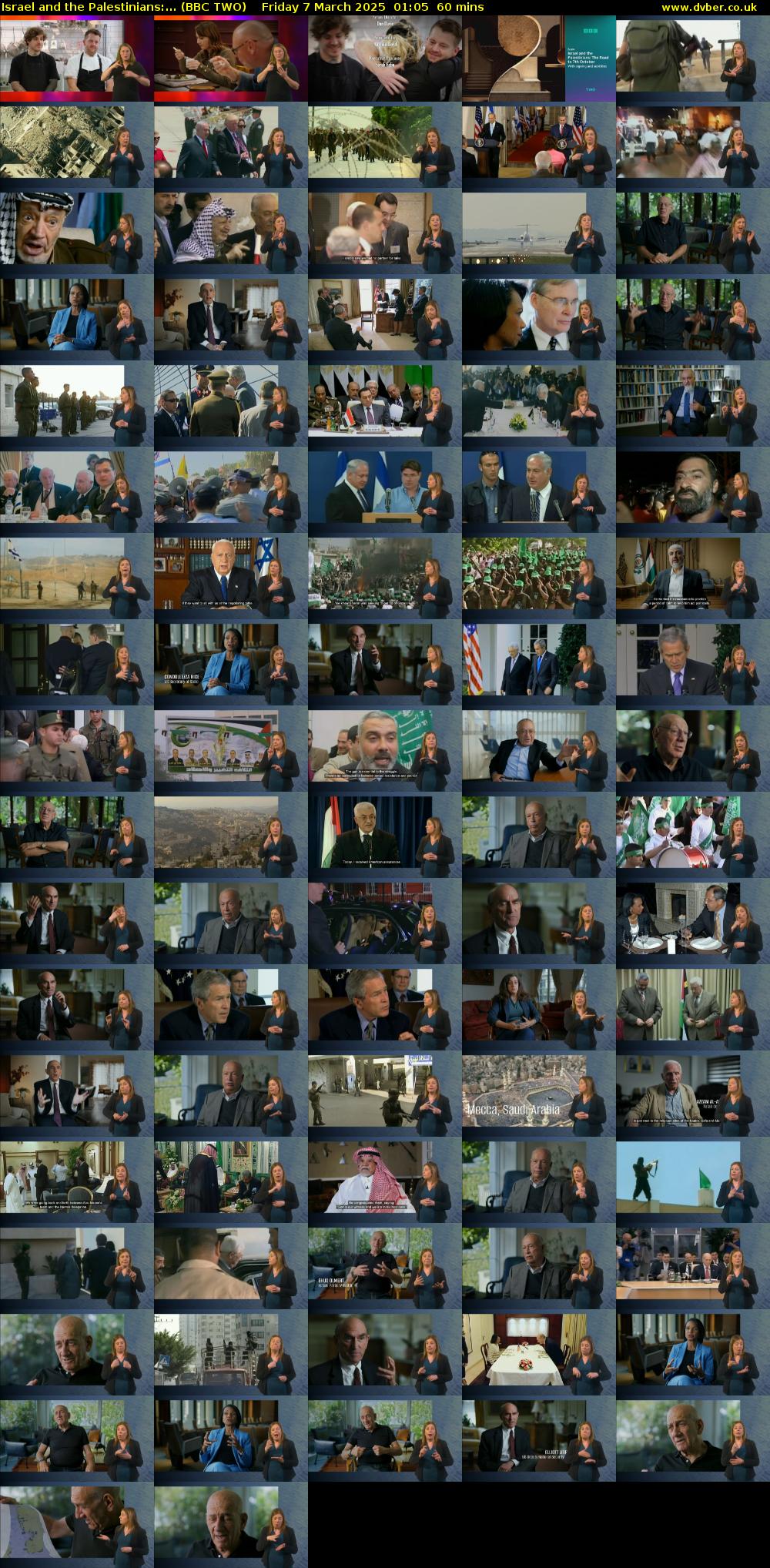 Israel and the Palestinians:... (BBC TWO) Friday 7 March 2025 01:05 - 02:05