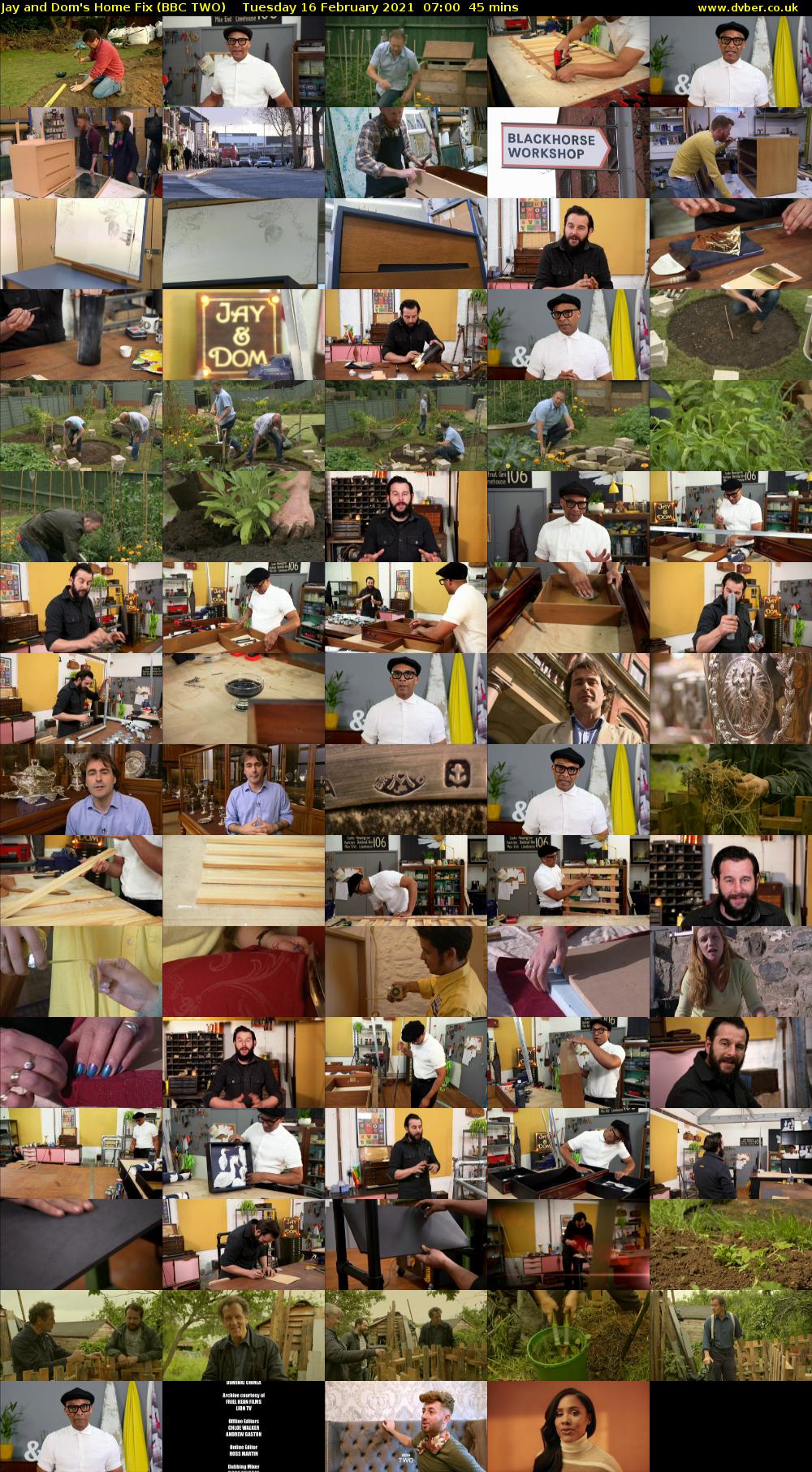 Jay and Dom's Home Fix (BBC TWO) Tuesday 16 February 2021 07:00 - 07:45