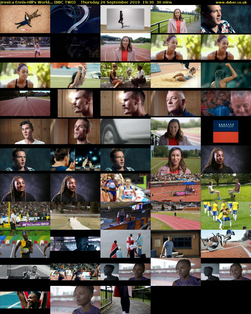Jessica Ennis-Hill's World... (BBC TWO) Thursday 26 September 2019 19:30 - 20:00
