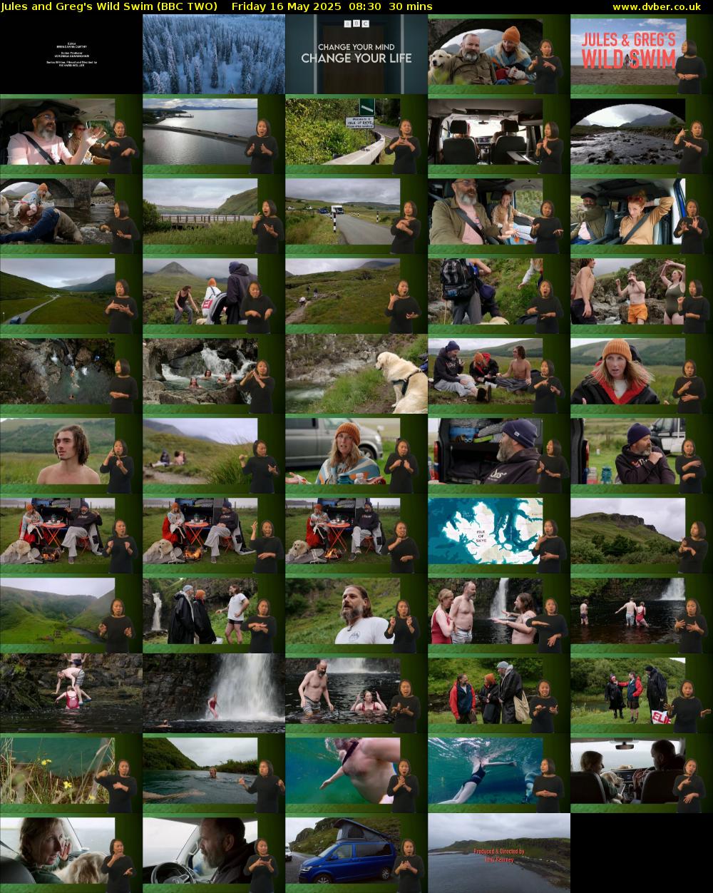 Jules and Greg's Wild Swim (BBC TWO) Friday 16 May 2025 08:30 - 09:00