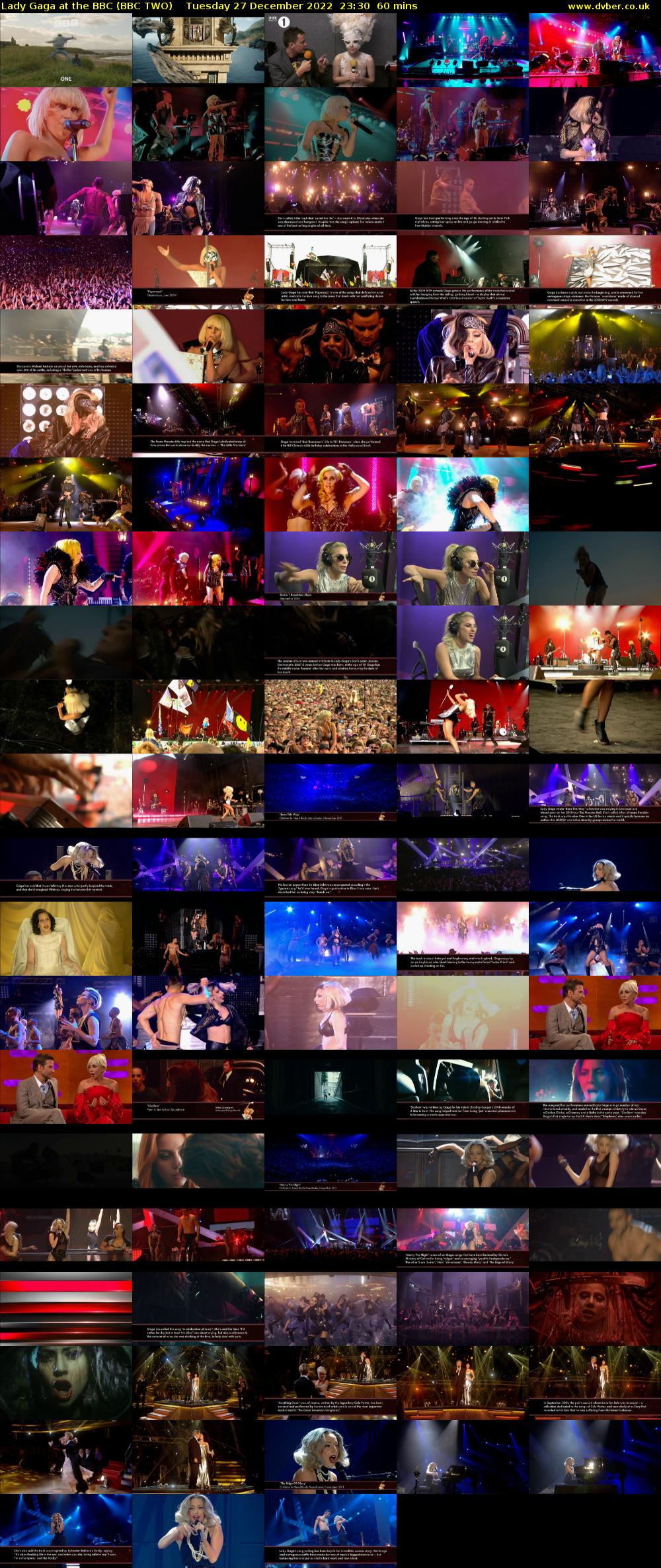 Lady Gaga at the BBC (BBC TWO) Tuesday 27 December 2022 23:30 - 00:30