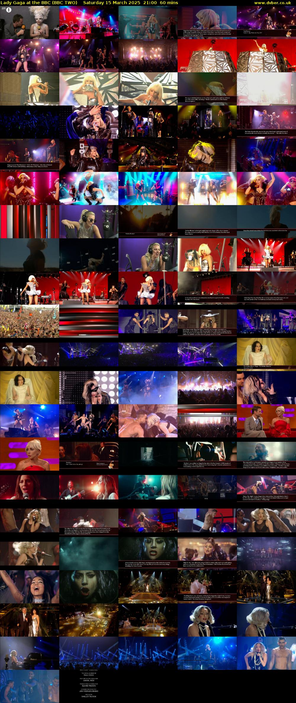 Lady Gaga at the BBC (BBC TWO) Saturday 15 March 2025 21:00 - 22:00