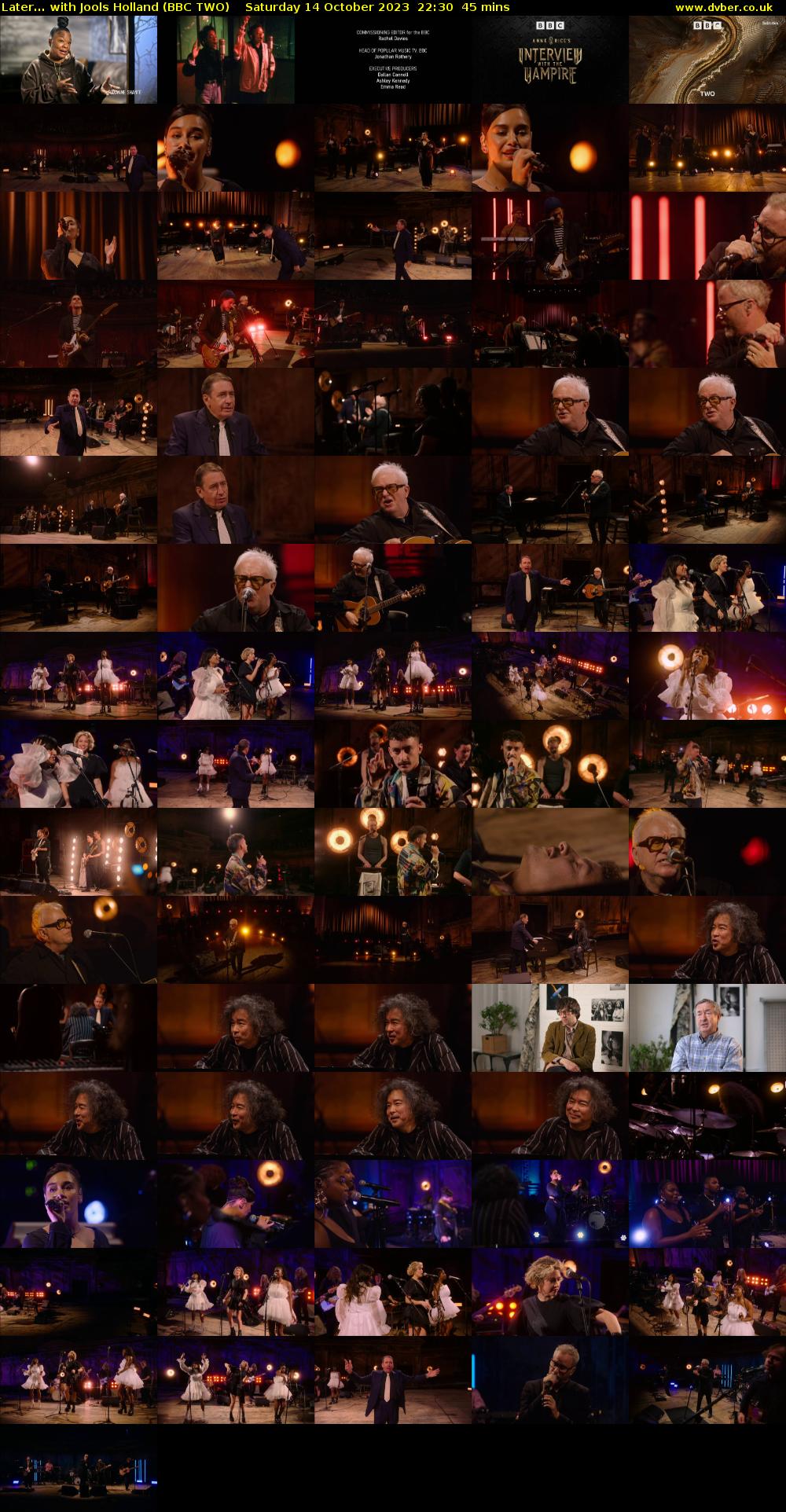 Later... with Jools Holland (BBC TWO) Saturday 14 October 2023 22:30 - 23:15