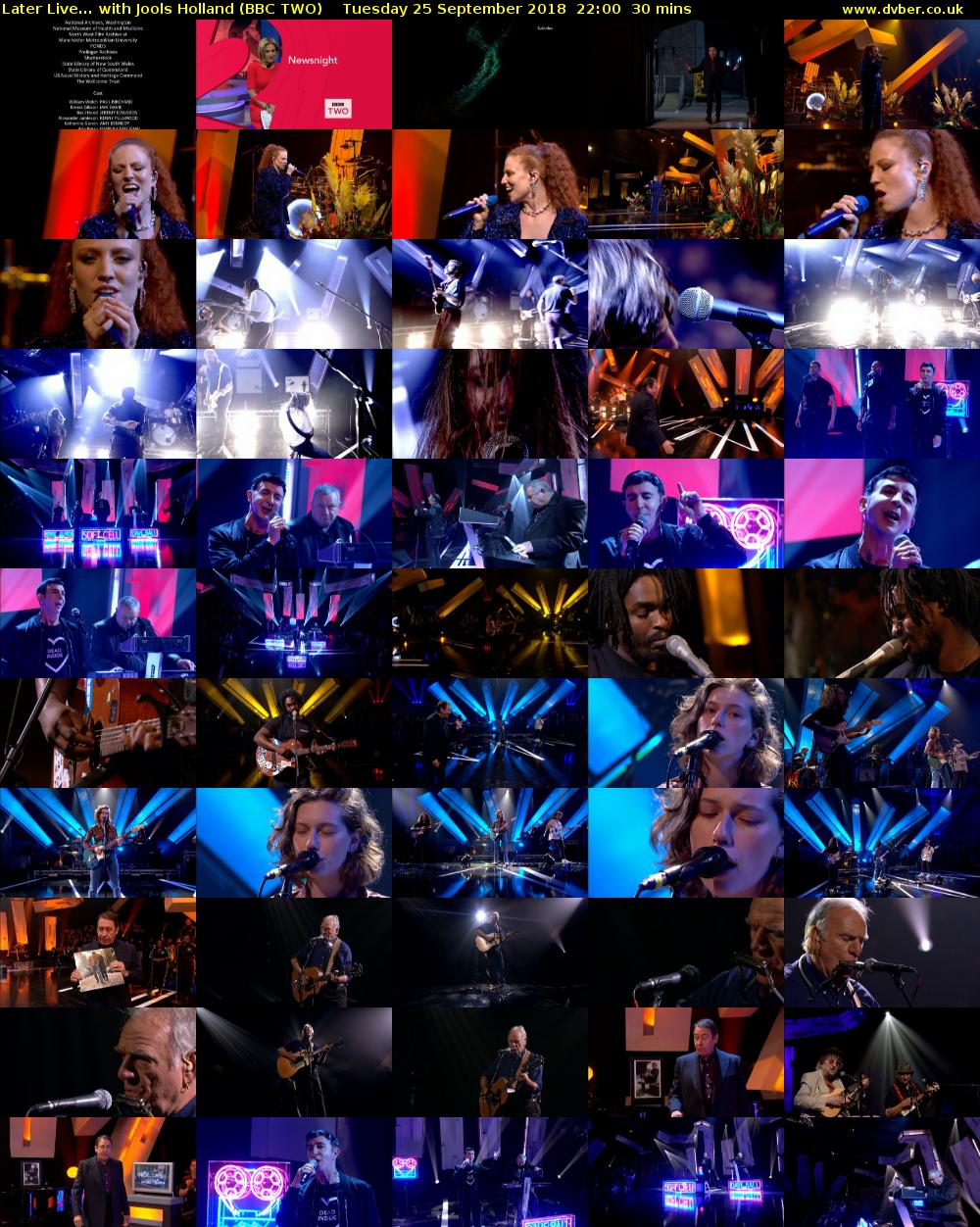 Later Live... with Jools Holland (BBC TWO) Tuesday 25 September 2018 22:00 - 22:30