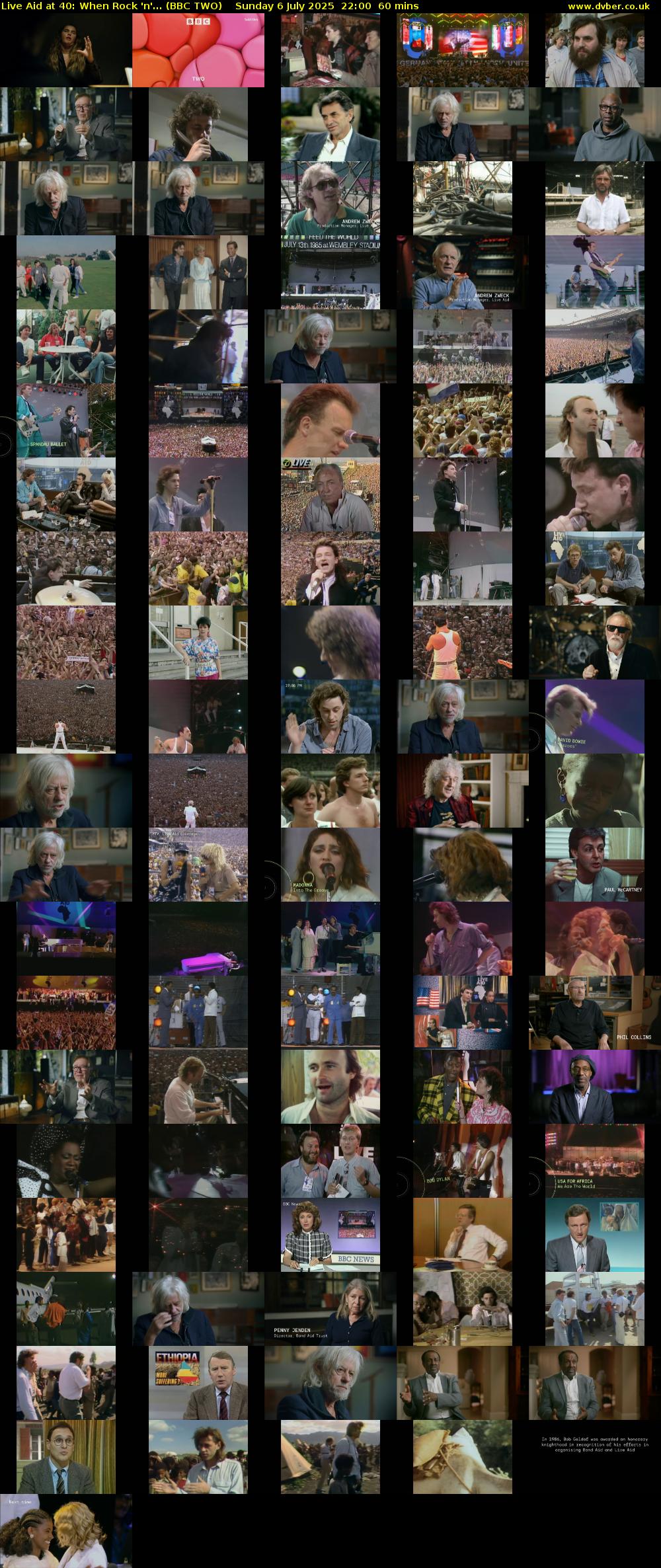 Live Aid at 40: When Rock 'n'... (BBC TWO) Sunday 6 July 2025 22:00 - 23:00