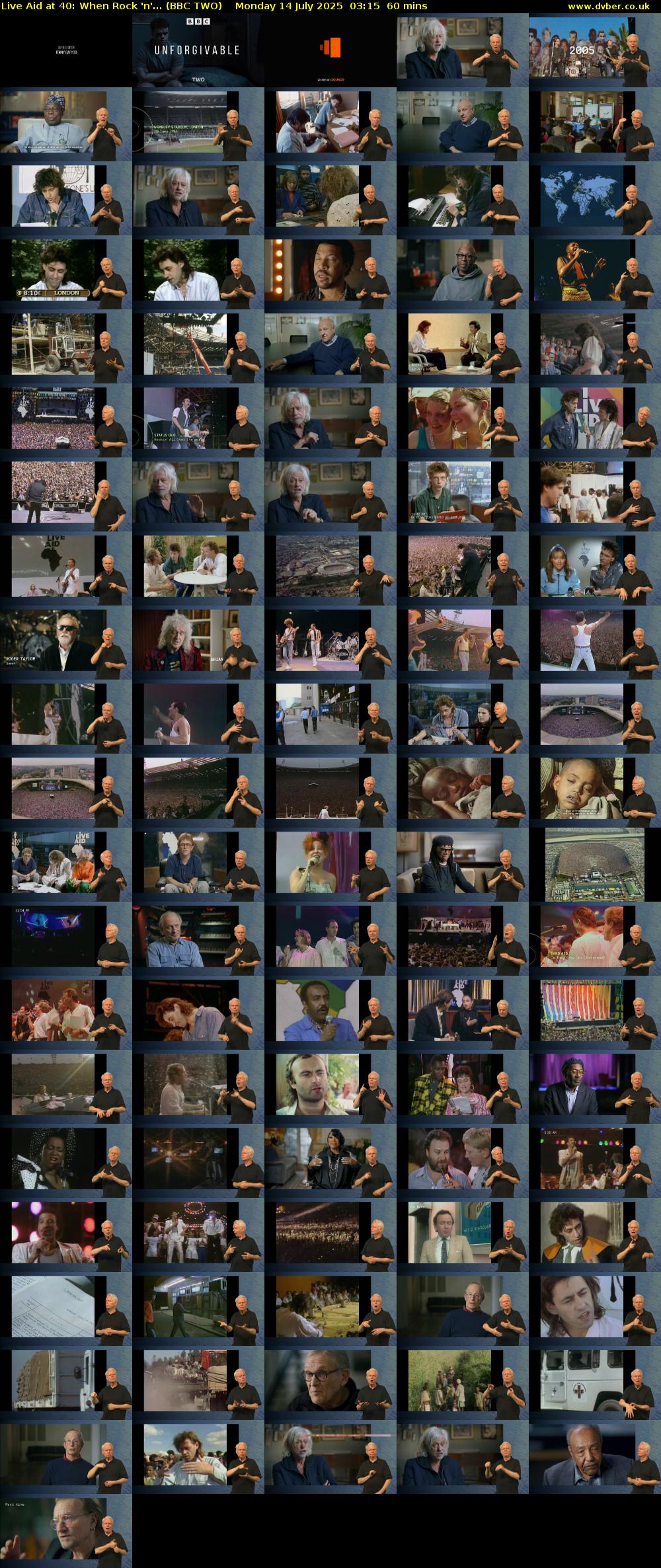 Live Aid at 40: When Rock 'n'... (BBC TWO) Monday 14 July 2025 03:15 - 04:15