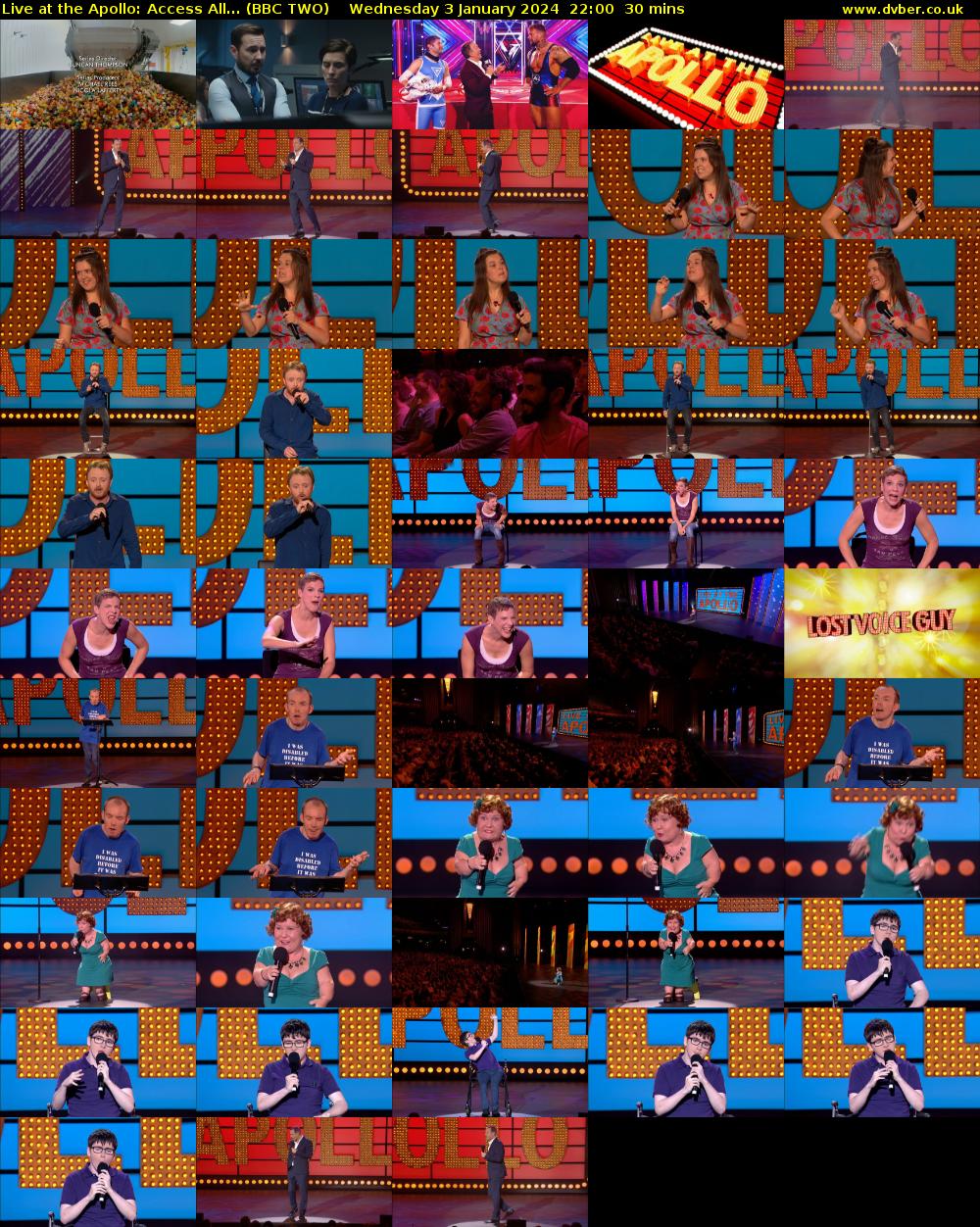 Live at the Apollo: Access All... (BBC TWO) Wednesday 3 January 2024 22:00 - 22:30