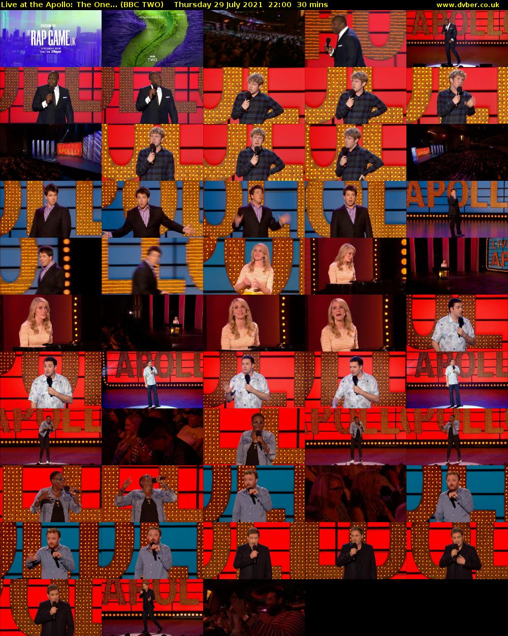 Live at the Apollo: The One... (BBC TWO) Thursday 29 July 2021 22:00 - 22:30