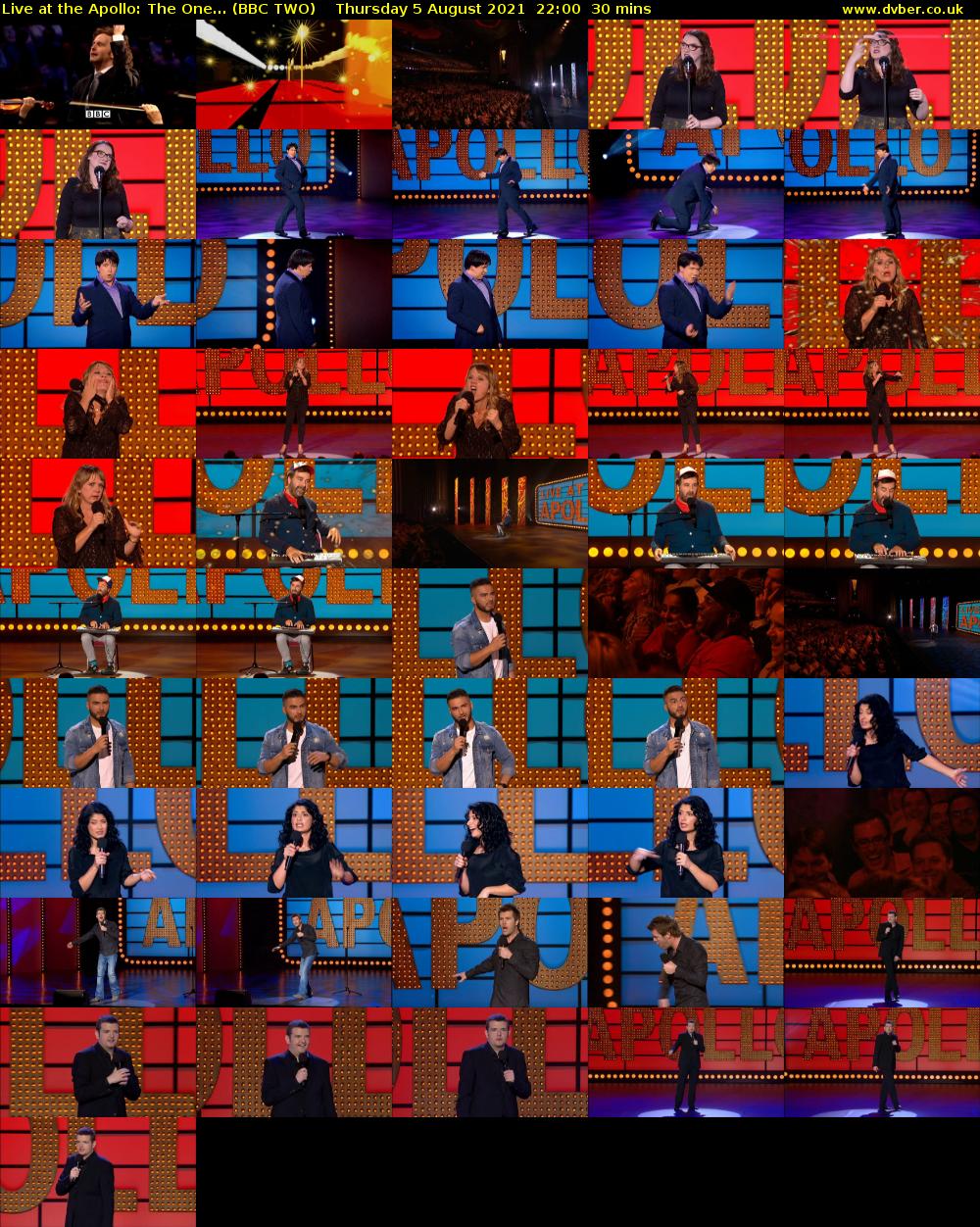 Live at the Apollo: The One... (BBC TWO) Thursday 5 August 2021 22:00 - 22:30