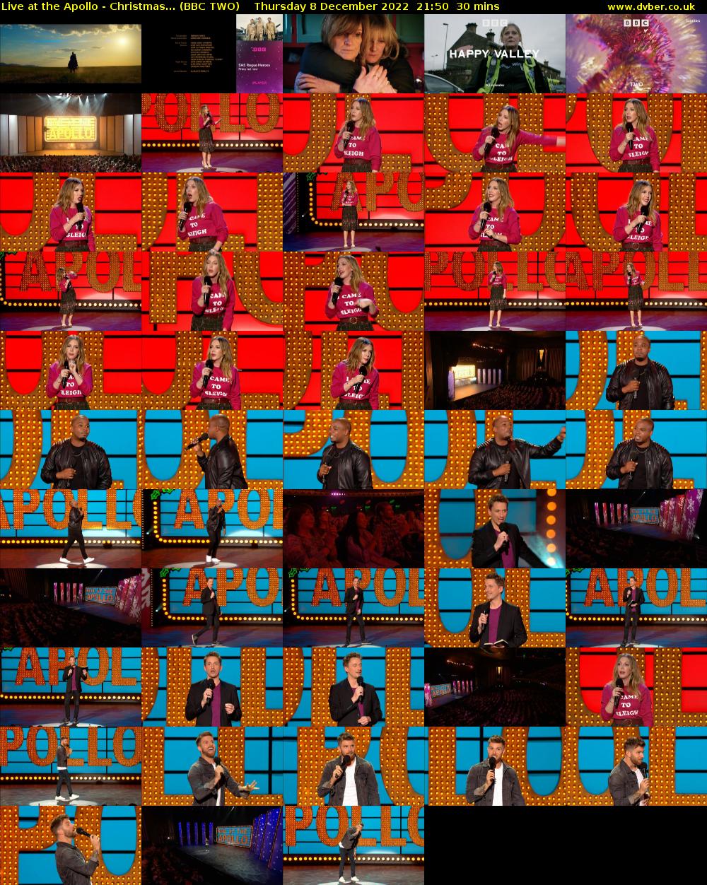 Live at the Apollo - Christmas... (BBC TWO) Thursday 8 December 2022 21:50 - 22:20