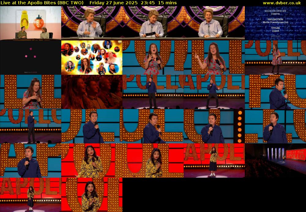 Live at the Apollo Bites (BBC TWO) Friday 27 June 2025 23:45 - 00:00
