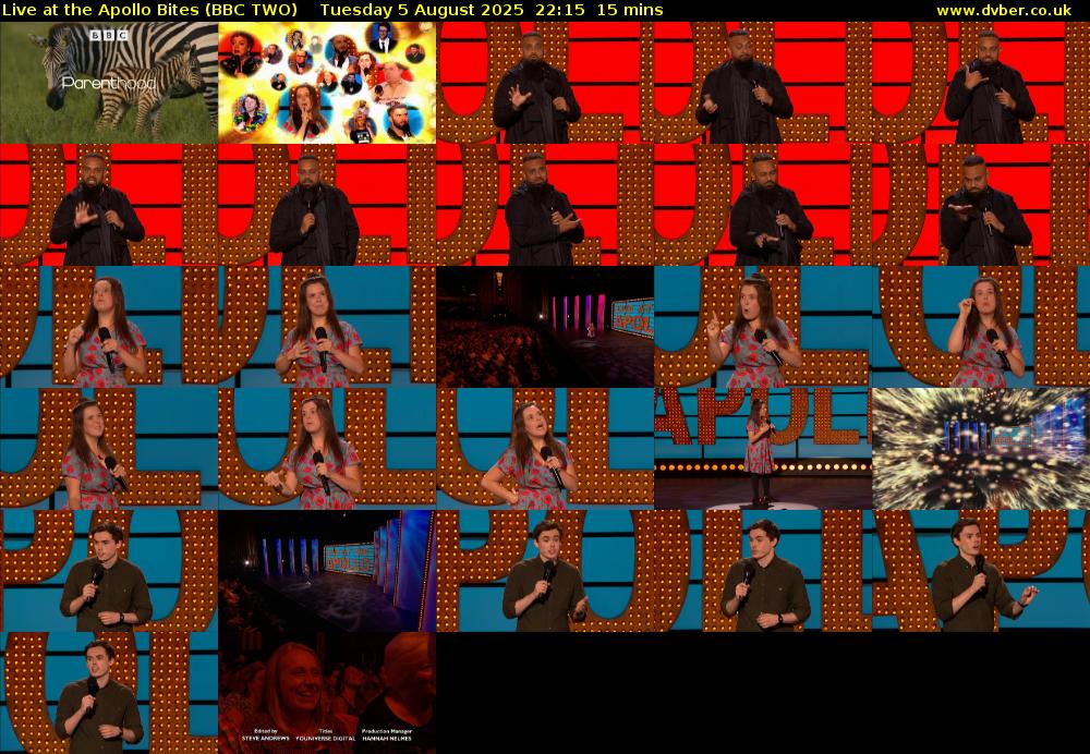 Live at the Apollo Bites (BBC TWO) Tuesday 5 August 2025 22:15 - 22:30