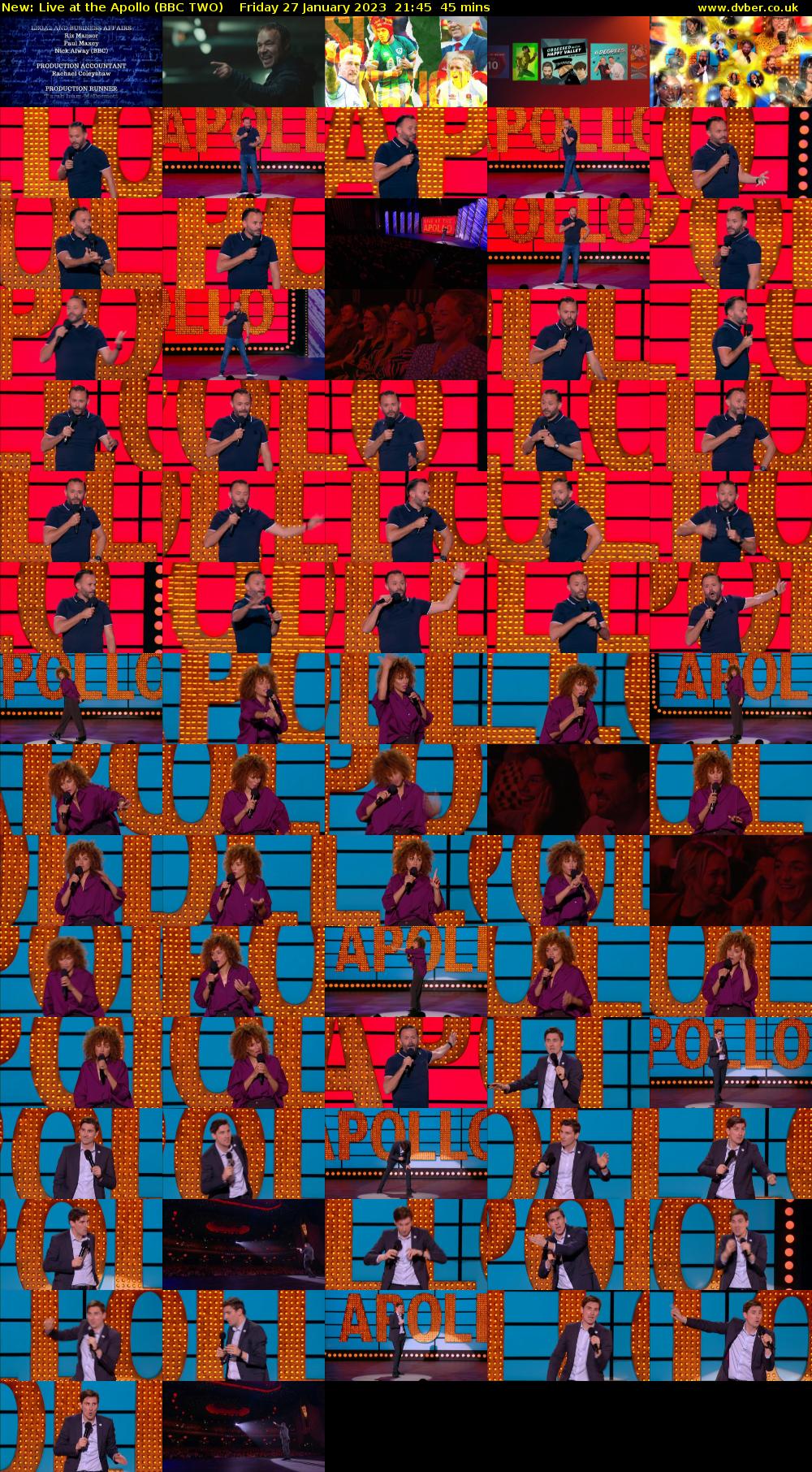 Live at the Apollo (BBC TWO) Friday 27 January 2023 21:45 - 22:30