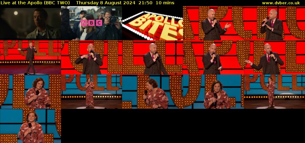 Live at the Apollo (BBC TWO) Thursday 8 August 2024 21:50 - 22:00