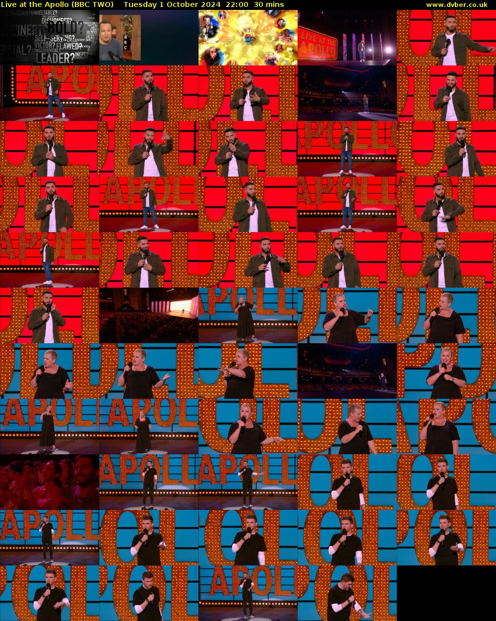 Live at the Apollo (BBC TWO) Tuesday 1 October 2024 22:00 - 22:30